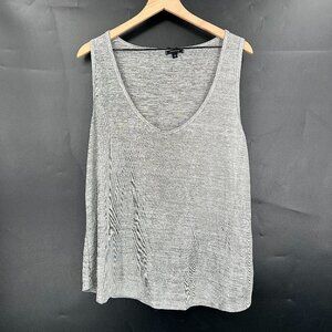 Stella & Dot silver metallic tank top shiny basic classic shell 1x plus